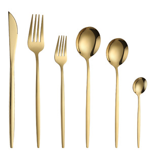 Bulk Hotel Luxury Gold Cutlery Set Spoons Forks and Knife Stainless Steel Besteck