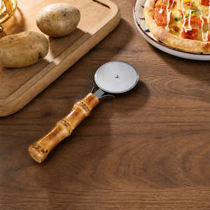 Stainless Steel Pizza Cutter Bamboo Handle Wholesale