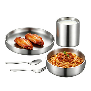 SS304 Insulated Double Wall Stainless Steel Dinnerware Set