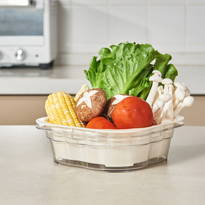 Multiuse Food Prep Tray Stackable BPA Free Draining Vegetable Basket Fruit Serving Plate Kitchen All-Purpose Strainer Food Grade