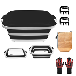 Different Size Manufacture BBQ Preparation Tool Collapsible Cutting Board for Meal Prep Food Storage BBQ Prep Tub Set