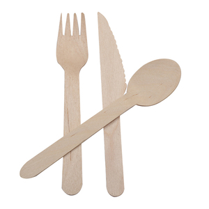 Custom Logo Wooden Disposable Biodegradable Cutlery Set