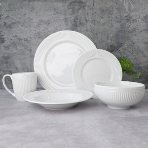 Custom Logo Engraved White Porcelain Dinnerware Set