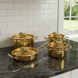 Hand-Hammered Gold Stainless Steel Cookware Set